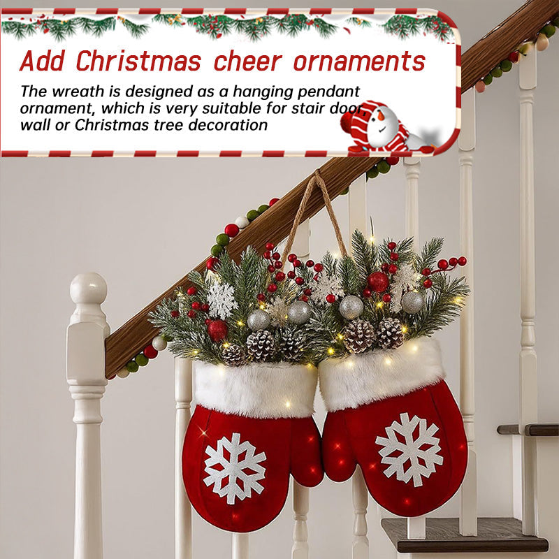 Christmas Garland with Lights and Stockings for Doors