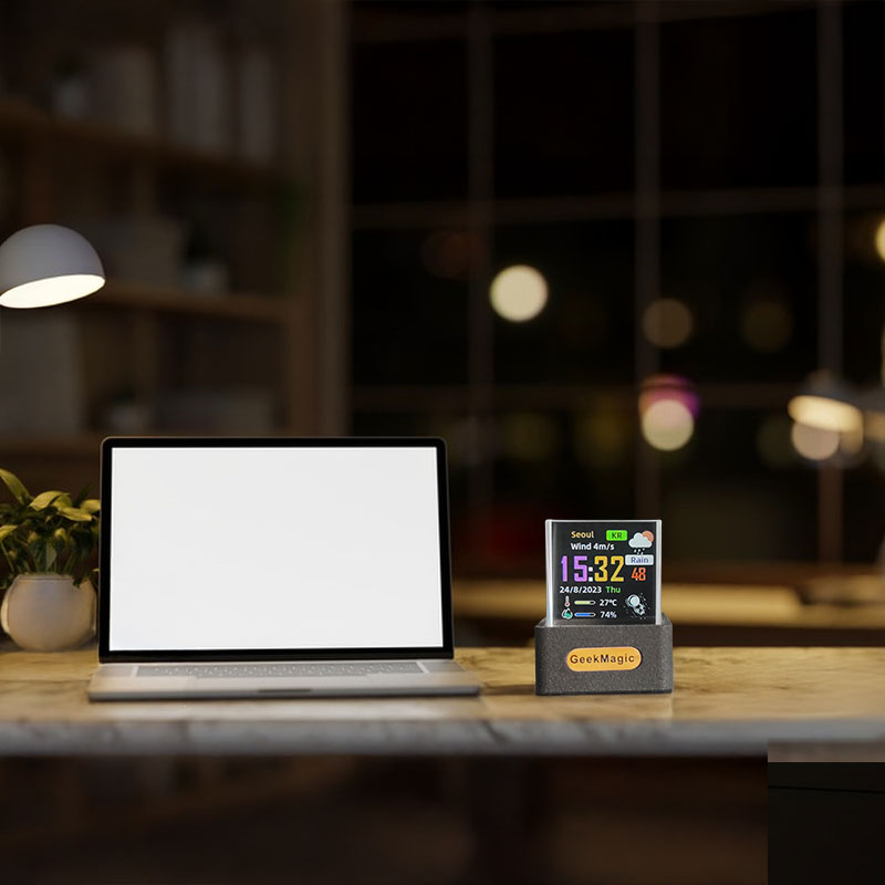Crystal Cube Desktop Display With Photo Weather Clock