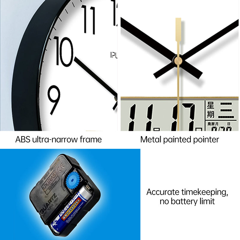 Electronic Wall Clock with Temp, Humidity & Calendar