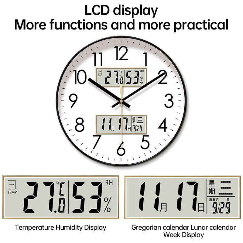 Electronic Wall Clock with Temp, Humidity & Calendar