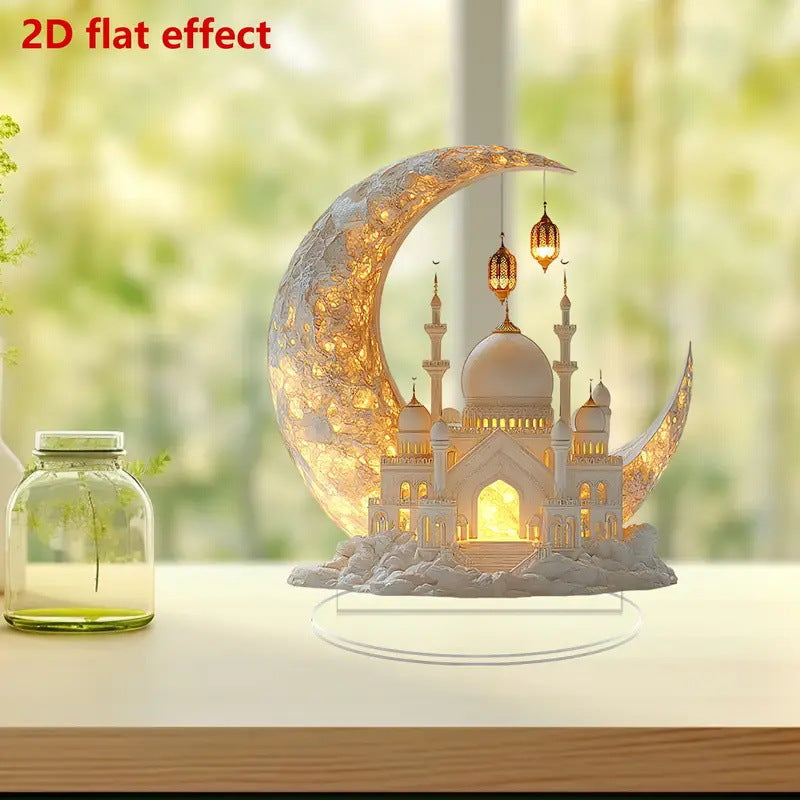 Ramadan Moon Ornament - Glowing Eid Mosque Centerpiece