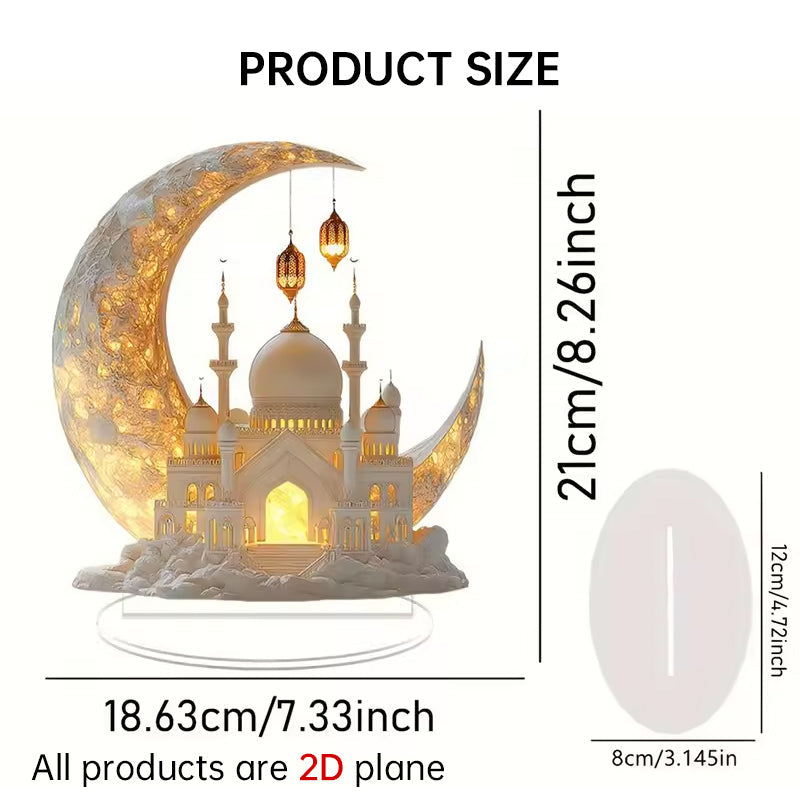 Ramadan Moon Ornament - Glowing Eid Mosque Centerpiece