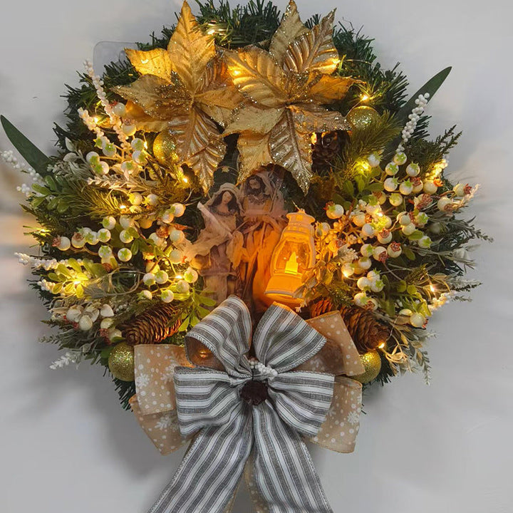 Christmas Wreath Garland for Illuminated Front Doors