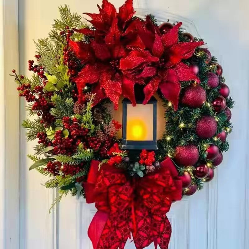 Christmas Wreath Garland for Illuminated Front Doors
