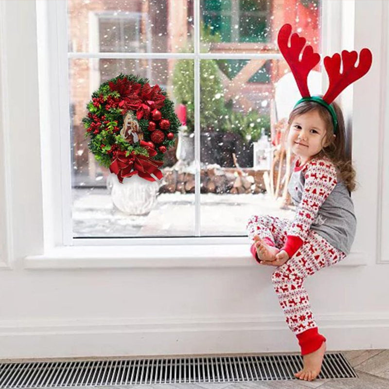 Christmas Wreath Garland for Illuminated Front Doors