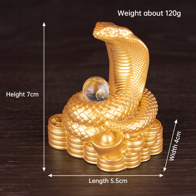 Snake Year Resin Ornament for Prosperity Desk Decor