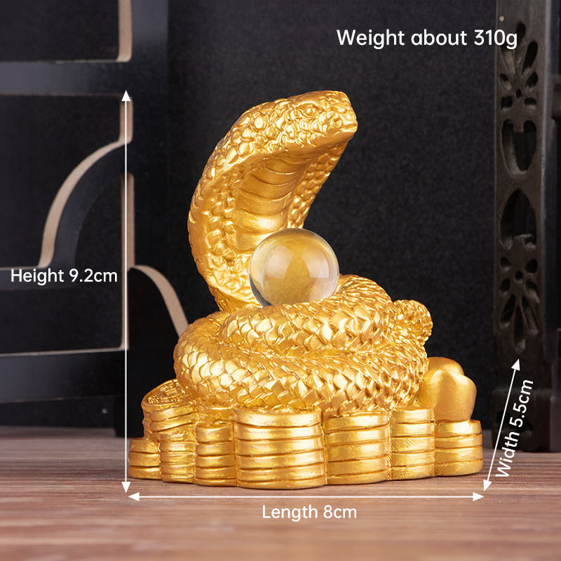 Snake Year Resin Ornament for Prosperity Desk Decor