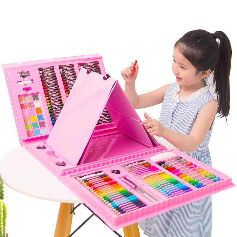 208-Piece Kids Art Set With Portable Built-In Easel