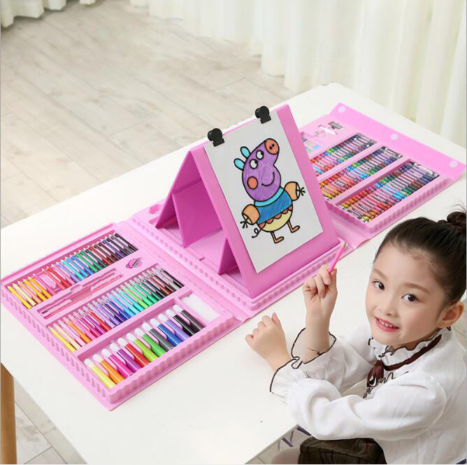 208-Piece Kids Art Set With Portable Built-In Easel