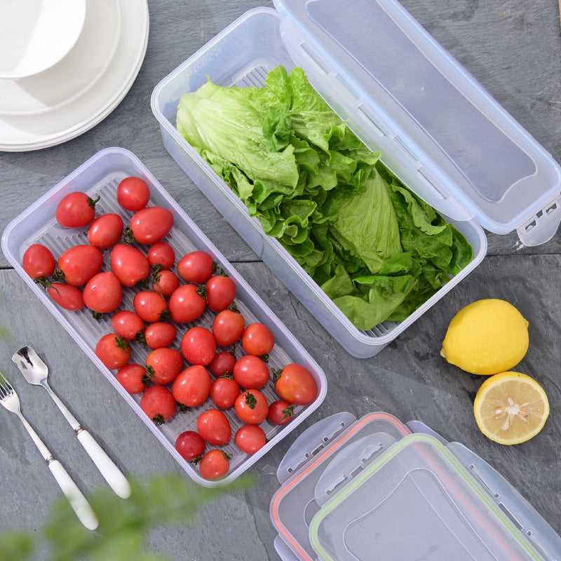 Clear Fridge Storage Box with Lid, Stackable Food Keeper