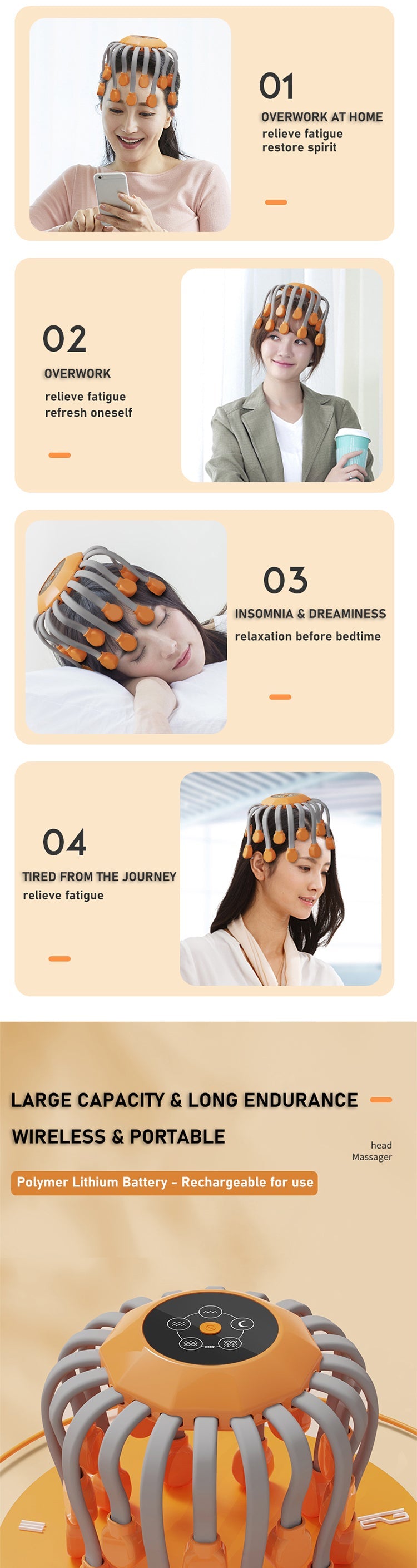 Scalp Massager with 20 Heads, 5 Modes & Red Light Tips