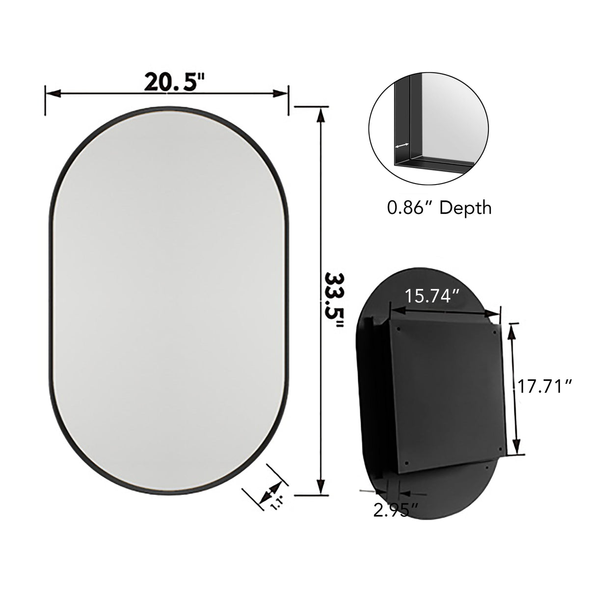 Oval Recessed Medicine Cabinet With Adjustable Shelves