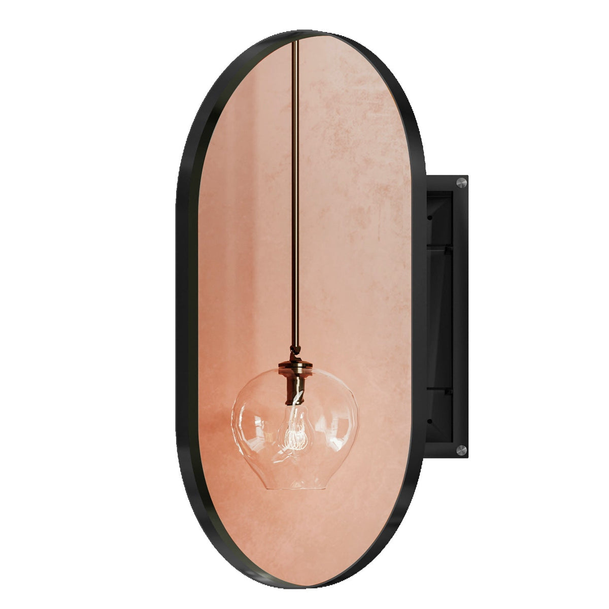Oval Recessed Medicine Cabinet With Adjustable Shelves