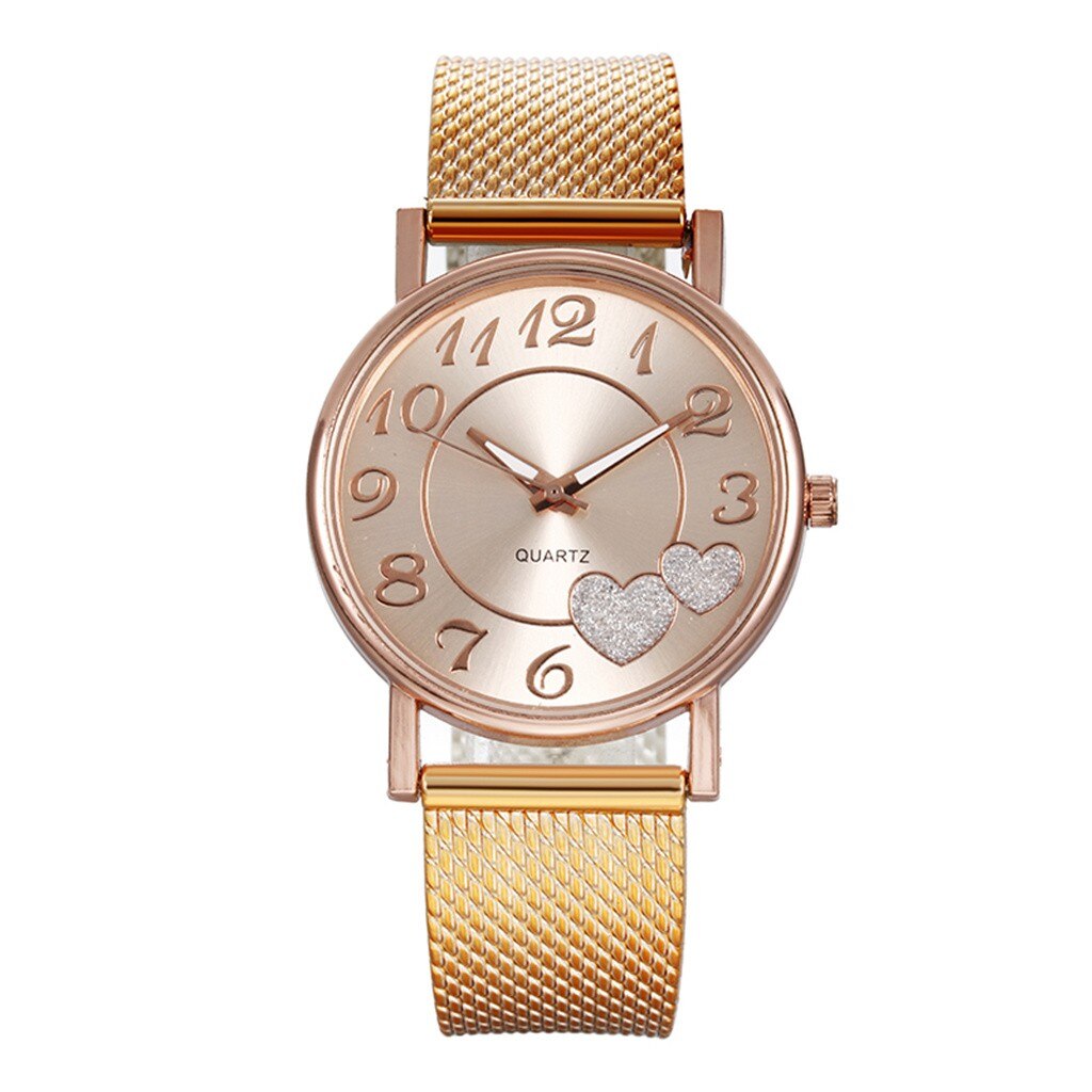 Women's Mesh Belt Watch with Sparkly Heart Dial Gift