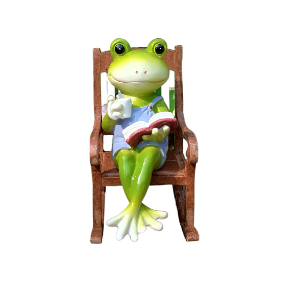 Reading Frog Rocking Chair Micro Landscape Ornament