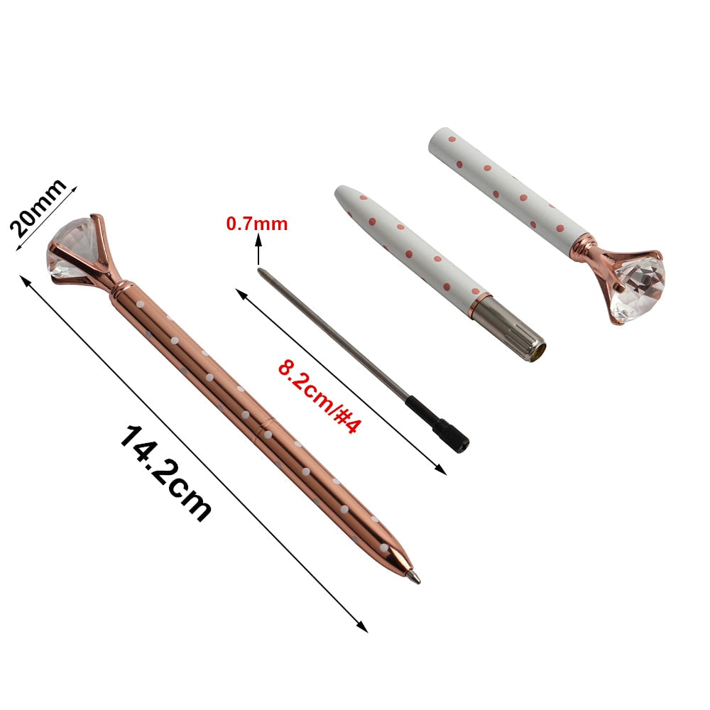 Big Gem Kawaii Ballpoint Pen with Sparkly Diamond Top