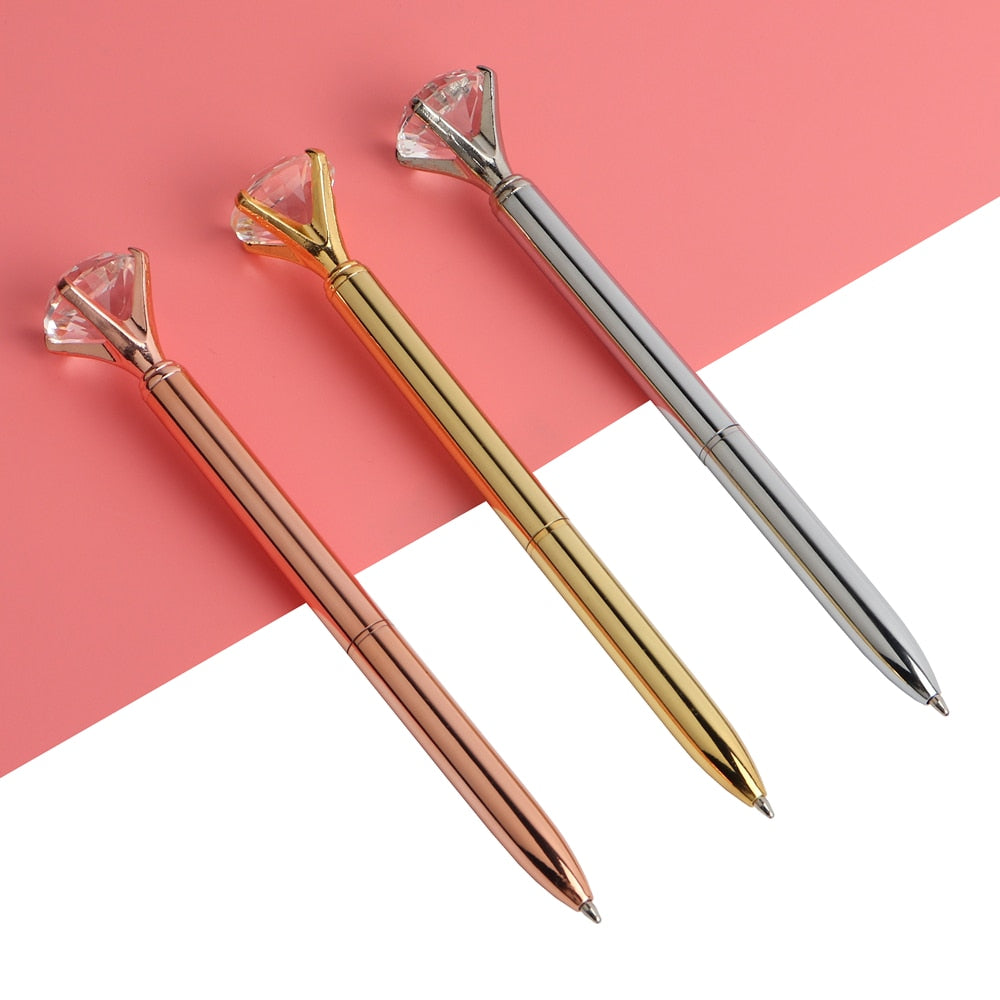 Big Gem Kawaii Ballpoint Pen with Sparkly Diamond Top