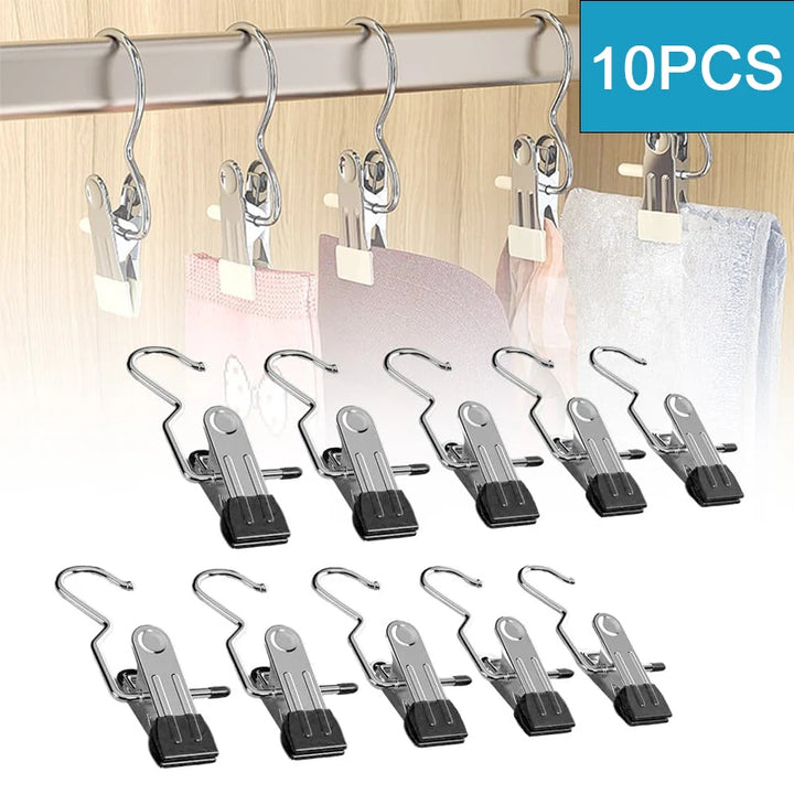 Stainless Steel Clothes Pegs With Hook, 10 Pack