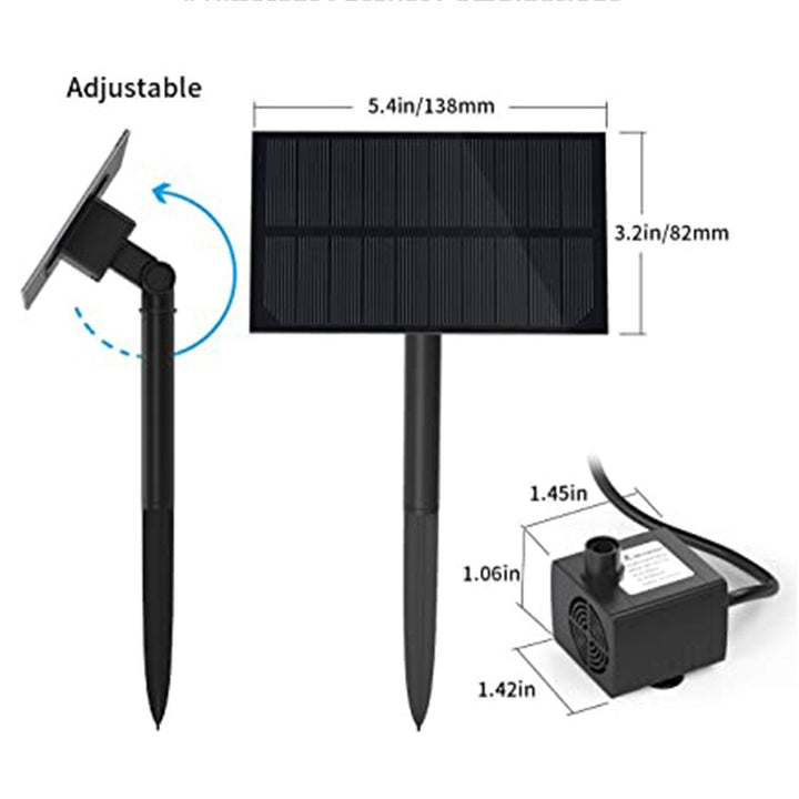Solar Garden Fountain with 1.5W Panel and Spray Nozzles
