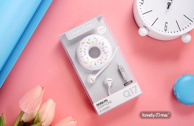 Cute Donut Wired Earphones with Mic, Pastel Colors