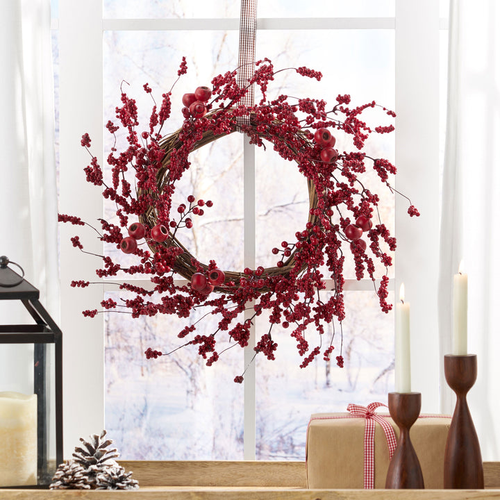 Mixed Berry Wreath 23.5-Inch Festive Holiday Door Decor