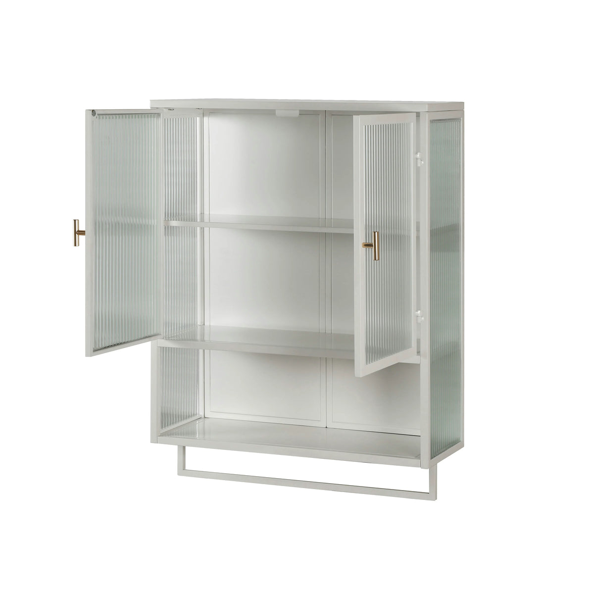 Wall Mounted Bathroom Cabinet with Fluted Glass Doors