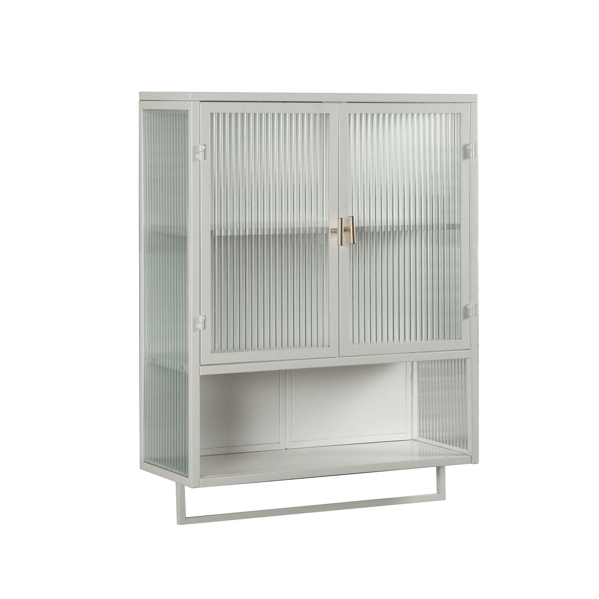 Wall Mounted Bathroom Cabinet with Fluted Glass Doors