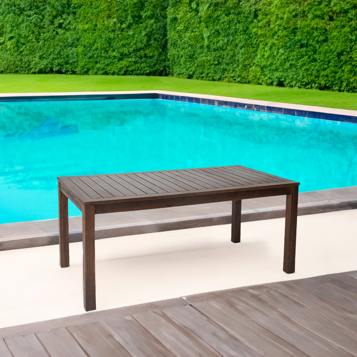 Solid Wood Outdoor Dining Table with Walnut Finish