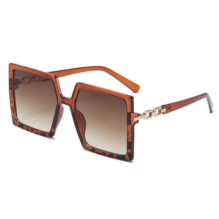 Women's Sport Sunglasses With Oversized Gold Chain Frames