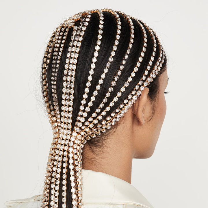 Rhinestone Tassel Headpiece for Dramatic Event Style