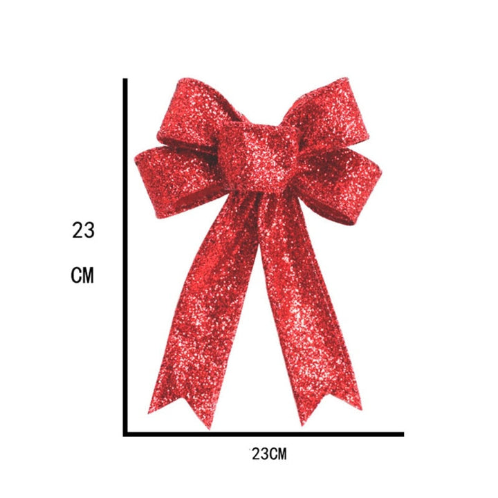 Christmas Ribbon Bow — Large Red Glitter Tree Decoration