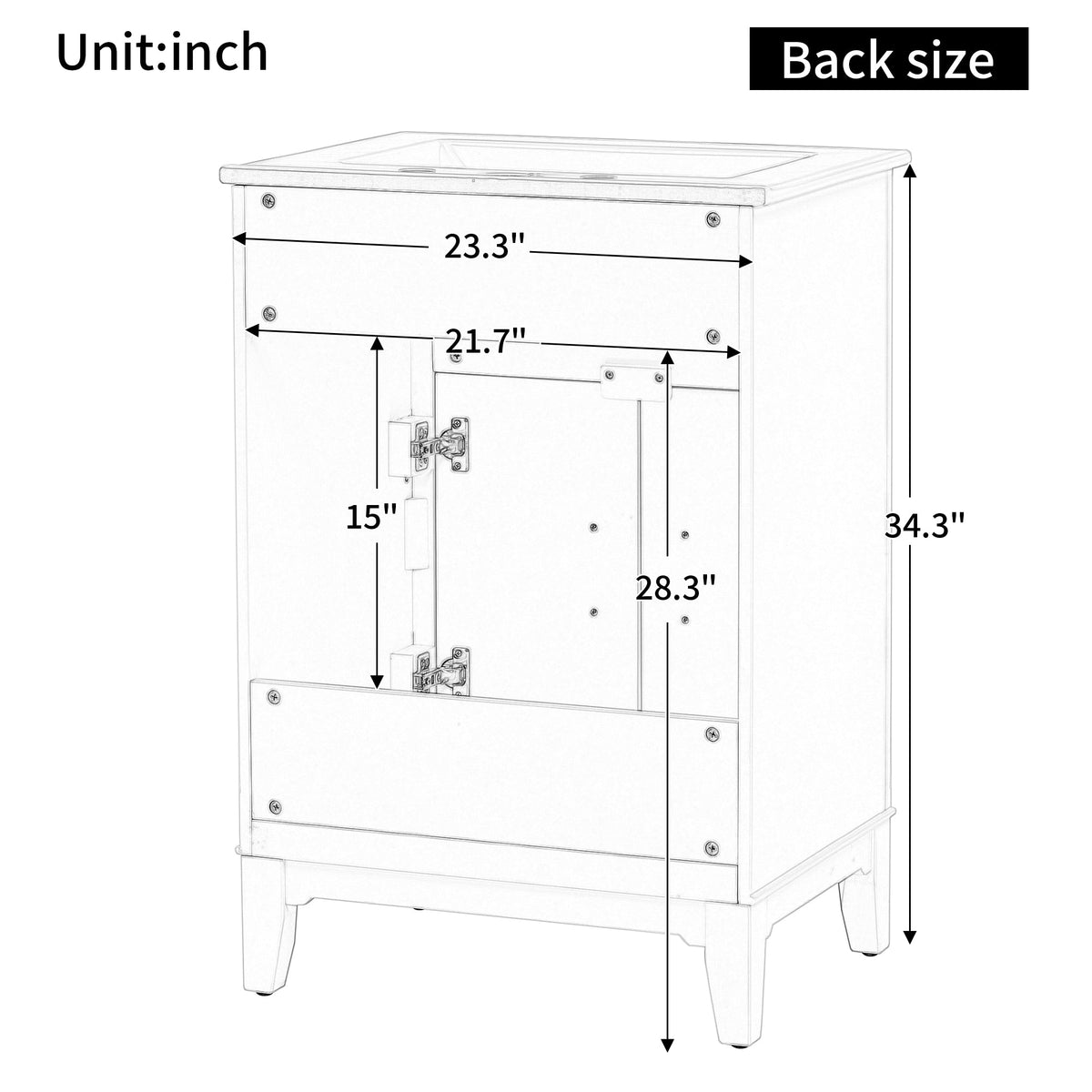 24 Inch Bathroom Vanity with Sink and Tip-Out Drawer