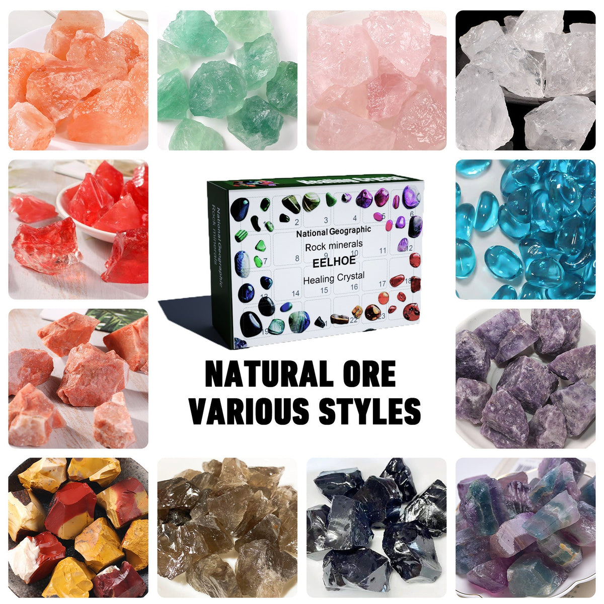 24 Grid Mineral Blind Box Christmas Crystal Gift Set