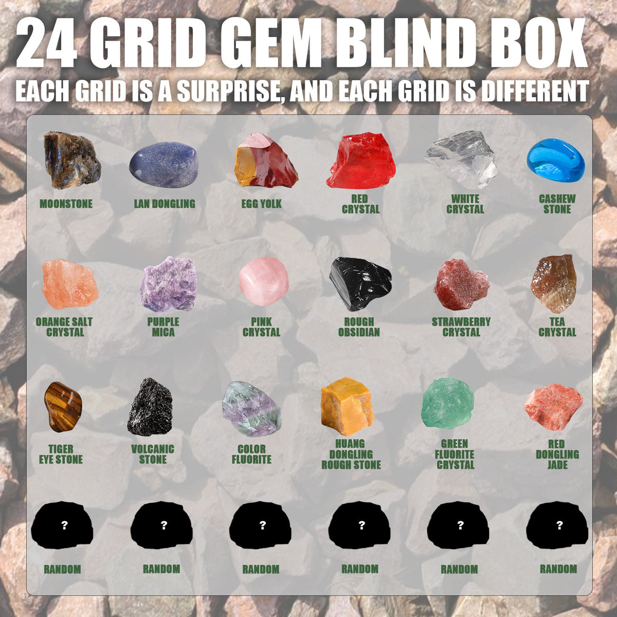 24 Grid Mineral Blind Box Christmas Crystal Gift Set
