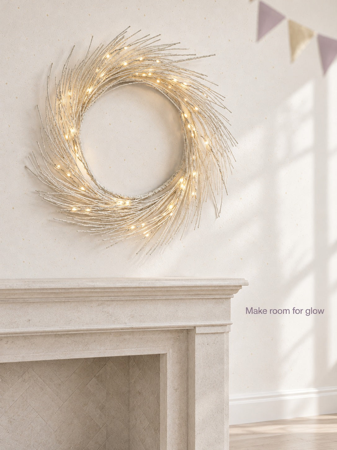 24-Inch Lit Christmas Wreath with Warm White LED Lights