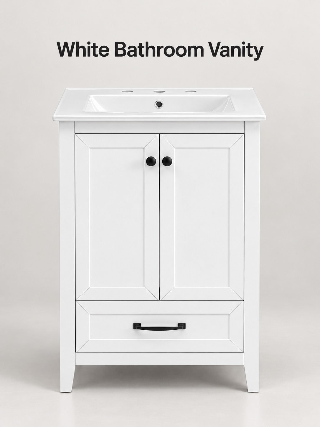 24 Inch White Bathroom Vanity with Sink and Drawer