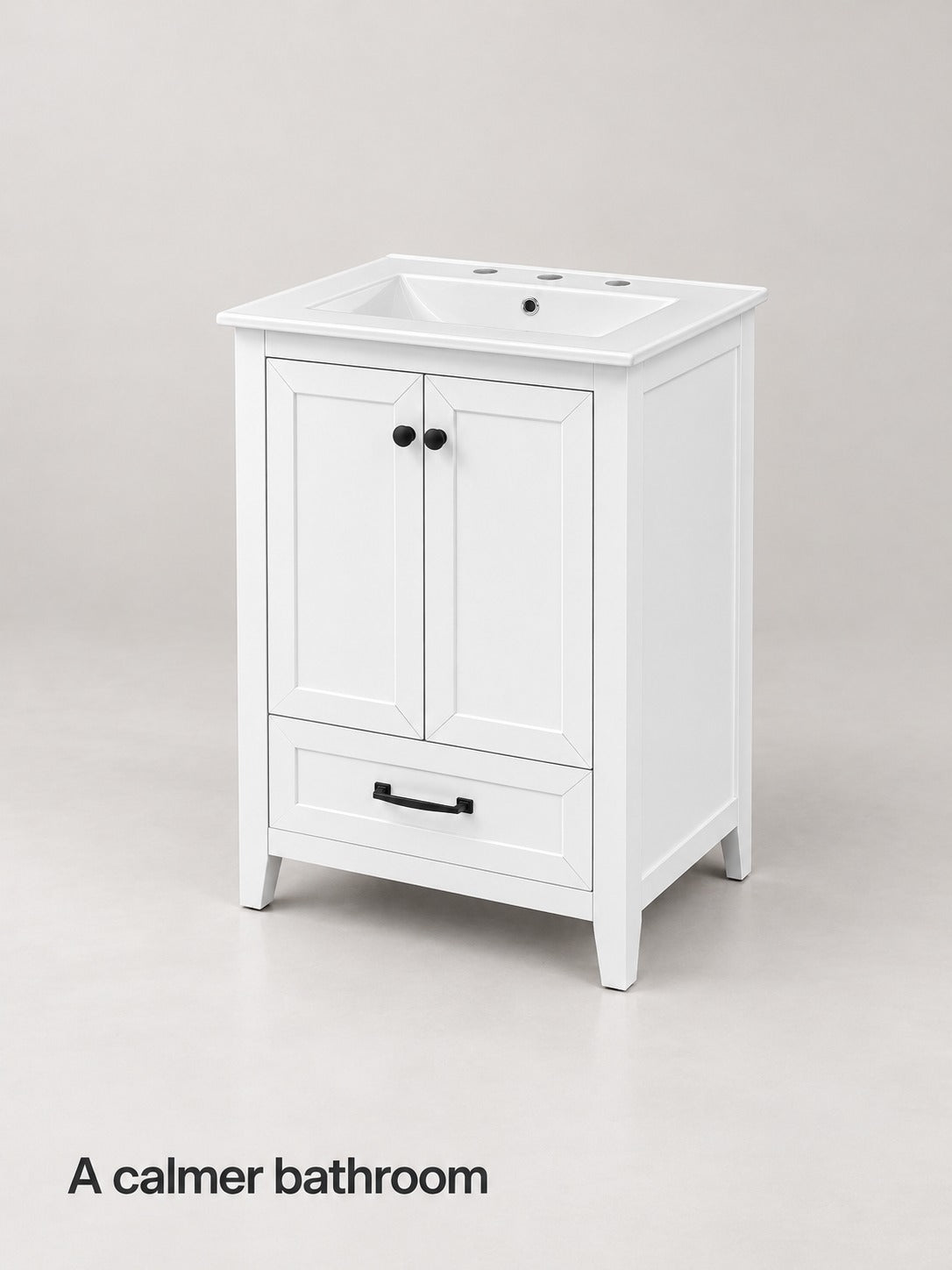 24 Inch White Bathroom Vanity with Sink and Drawer