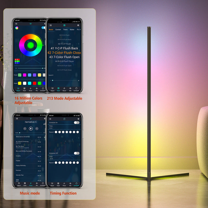 RGB Corner Floor Lamp with App and Remote Control
