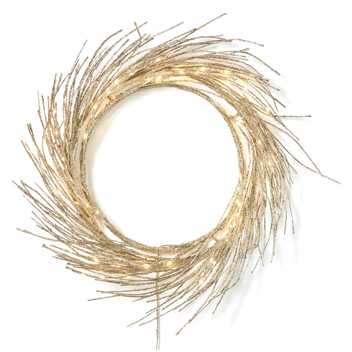 24-Inch Paper Wreath With Warm LED Holiday Glow Decor