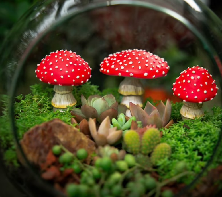 Glow in the Dark Mushroom Garden Ornament for Fairy Gardens