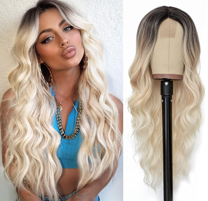 Long Wavy Ombre Lace-Front Wig for Instant Hair Volume