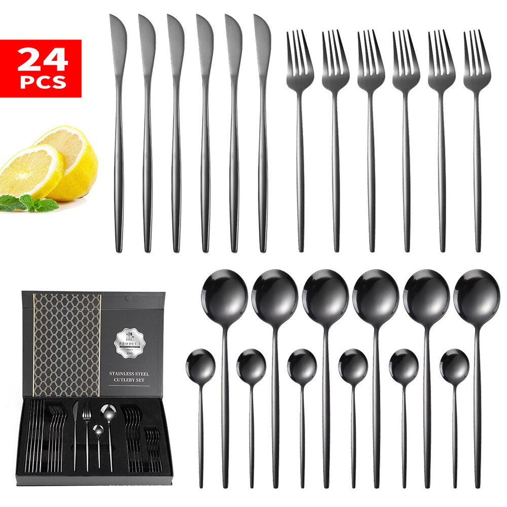 24-Piece Stainless Steel Flatware Set for 6 Place Settings