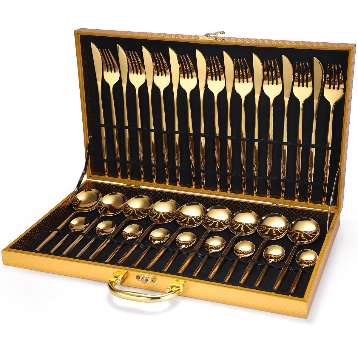 24-Piece Gold Stainless Steel Flatware Set with Gift Box