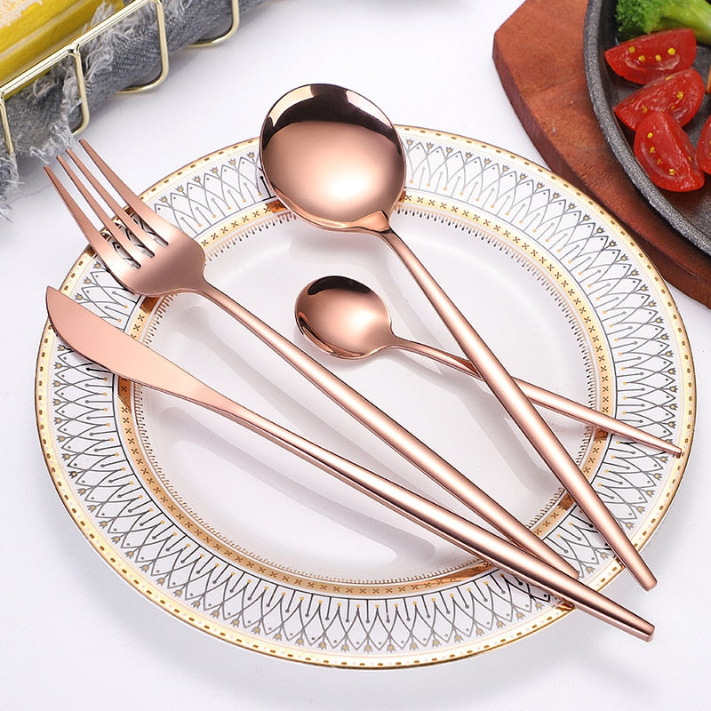 24-Piece Gold Stainless Steel Flatware Set with Gift Box