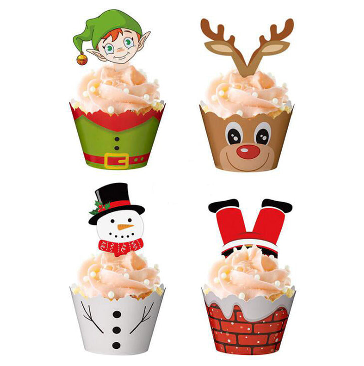 Christmas Cupcake Toppers & Wrappers Set, 24-Piece