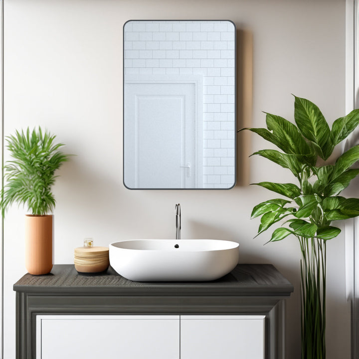 24x36 Matte Black Bathroom Wall Mirror, Rust-Proof Frame