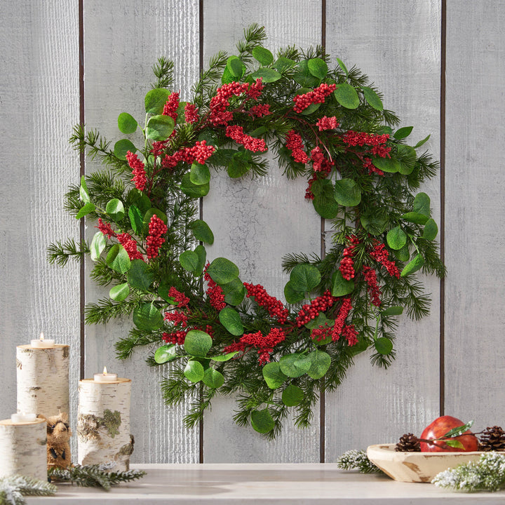 25.5-Inch Holiday Berry Wreath for Festive Entryways