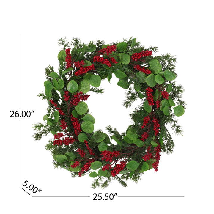 25.5-Inch Holiday Berry Wreath for Festive Entryways