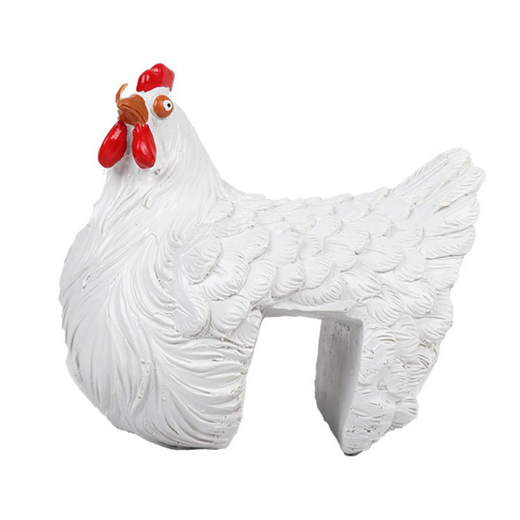 Clip-On Resin Hen Garden Ornament for Ladder Rungs