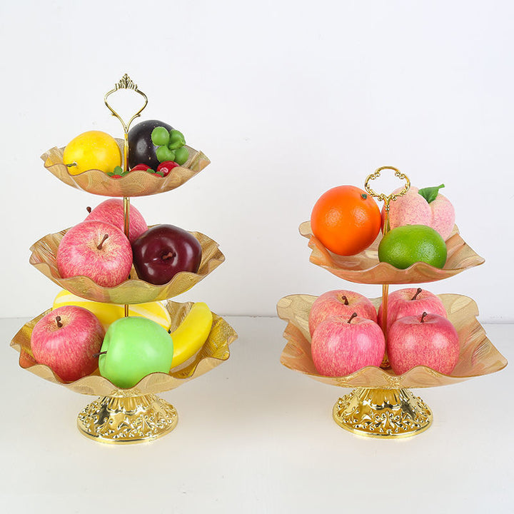 Gold Tiered Fruit Stand for an Elegant Living Room